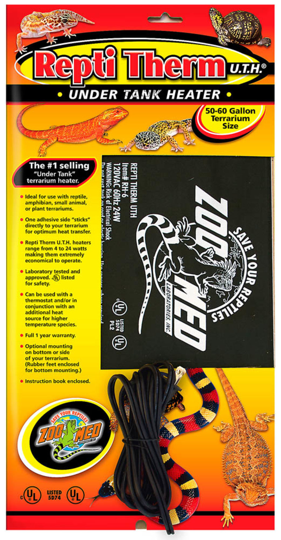 Zoo Med ReptiTherm Under Tank Heater (U,T,H) 8 in x 18 in Large 24 Watts