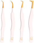 M LASH M1 Tweezers Set of 4 - Nordic Design, High Precision Fiber Tip, Excellent Grip - Premium Japanese Stainless Steel for Lash Extensions & Beauty Needs (White)