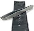 Zizzili Basics Tweezers - Surgical Grade Stainless Steel - Slant Tip for Expert Eyebrow Shaping and Facial Hair Removal - with Bonus Protective Pouch - Best Tweezer for Men and Women