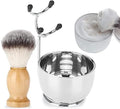 Salmue Men's Beard Shaving Set, Professional Stainless Steel Soap Bowl + Shaving Frame Stand + Hair Shaving Brush Mustache Shaving Tool Shaving Brush Kit Shaving Cleaning Tool - Best Gift