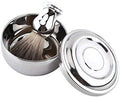 Rotekt Men's Beard Shaving Set, Alloy Shaving Soap Mug Bowl With Lid + Silver Handle Faux Badger Hair Brush Men Shave Tool Kit, Mens Shaving Kit