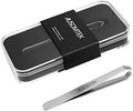 AUSOMTEK Beard Tweezers, White Hair Plucking Tweezers, Stainless Steel, Fine Hair Removal Tweezers, Eyebrows Shaping Tool, 5mm Tip, Clear Box 1Pack