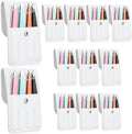 Lasnten 12 Sets Tweezers Sets with Leather Travel Case, Christmas Bulk Gifts Party Favors for Women, Stainless Steel Eyebrow Tweezers Kit for Facial Hair Removal Eyelash Extension, Multi Color