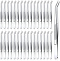 Stainless Steel Tweezers with Curved Serrated Tip Multipurpose Tweezers Sewing Machine Tweezers Forceps Tweezers for Craft, Silver (32)