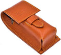 Parker Safety Razor's Genuine Leather Travel Shave Brush Case (Saddle Brown)