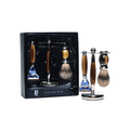 PureBadger Collection Brown Set, Faux Horn Silvertip Shaving Brush, Fusion Razor & Stand