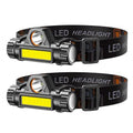 [Pack of 2] 2 Packs Rechargeable Headlamp IPX4 Waterproof Headlight Flashlight Hand-free Head Torch for Fishing Camping Hiking Running