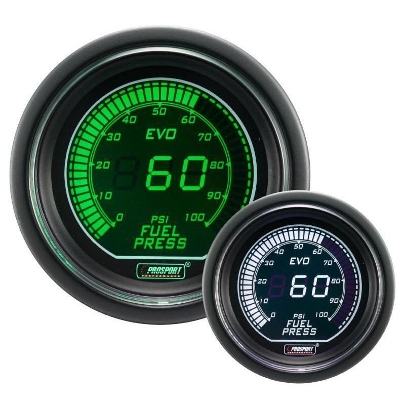 Prosport Evo Electrical Fuel Pressure Gauge - Green/White - Universal