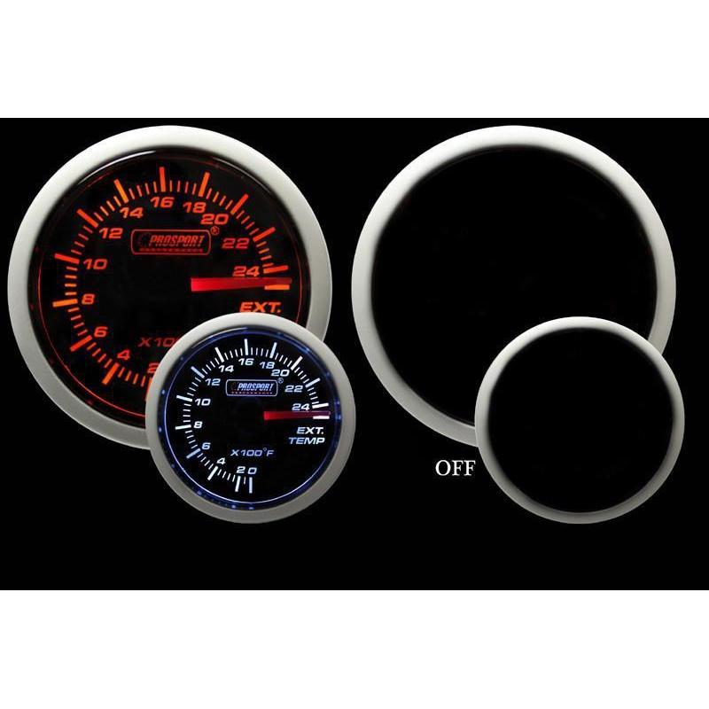 Prosport Performance Series 52mm Electrical Exhaust Gas Temperature Gauge - Amber / White - Universal